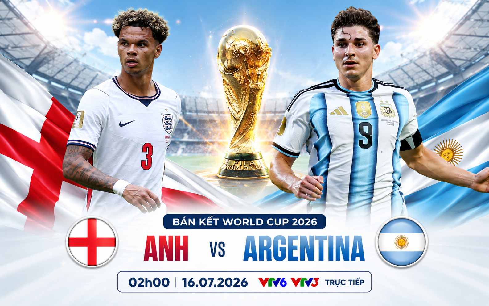 OK9 - Nhận định Anh vs Argentina: Đại chiến bán kết World Cup 2026